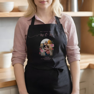 We Love You Mum - Floral Photo Arch Custom Black Apron