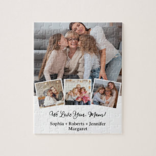 "We Love You, Mum" Gift with Custom Photos Jigsaw Puzzle