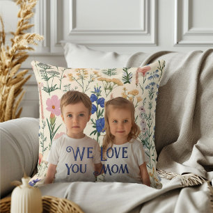 We Love You Mum Greenery Leaves Mothers Day Photo  Cushion