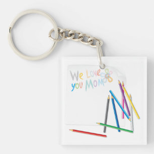 We Love You Mum Hand-Drawn Crayon Art Key Ring