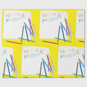 We Love You Mum Hand-Drawn Crayon Art Wrapping Paper