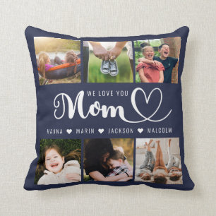 We Love You Mum Kids Names Photo Collage Throw Pil Cushion