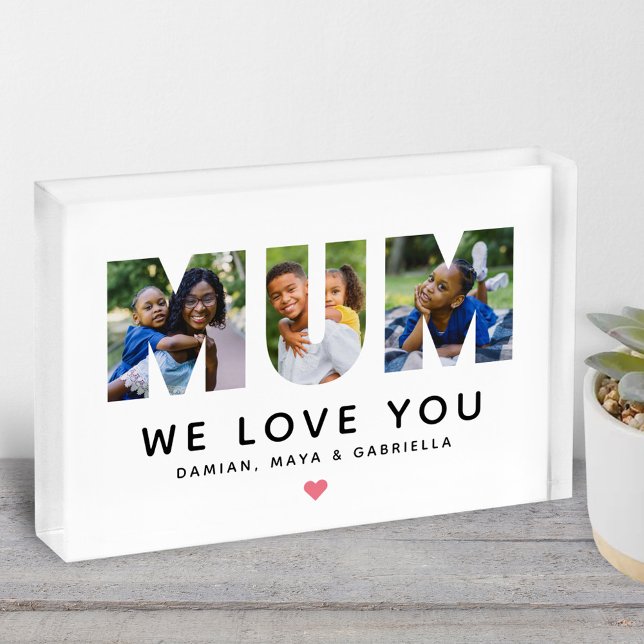 We Love You Mum Personalised Collage Photo Block (Creator Uploaded)