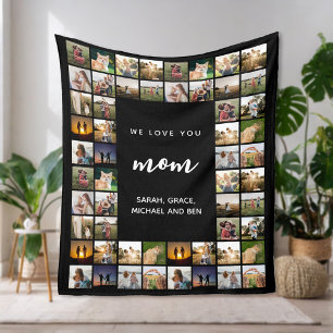 We Love You Mum Photo Collage Fleece Blanket