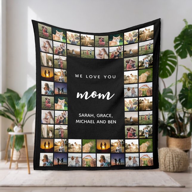 We Love You Mum Photo Collage Fleece Blanket (Creator Uploaded)