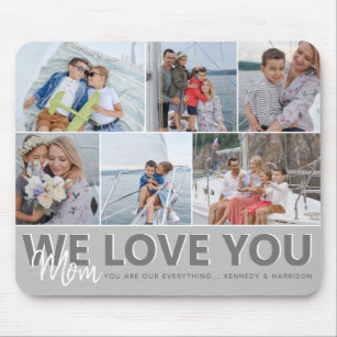 'We Love You' Mum Photo Collage   Personalised Mouse Pad