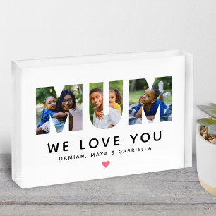 We Love You Mum Photo Letter Keepsake Block