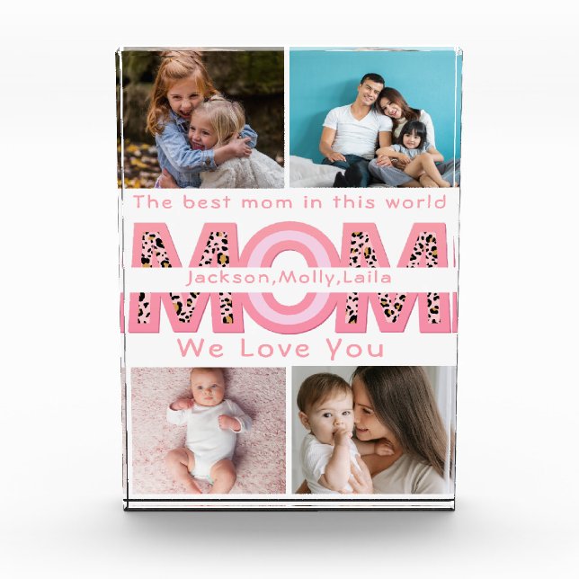 We Love You Mum Pink Minimalist 6 Photo collage (Front)