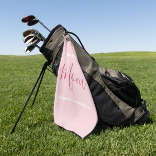 We Love You Mum Pink Minimalist Golf Towel