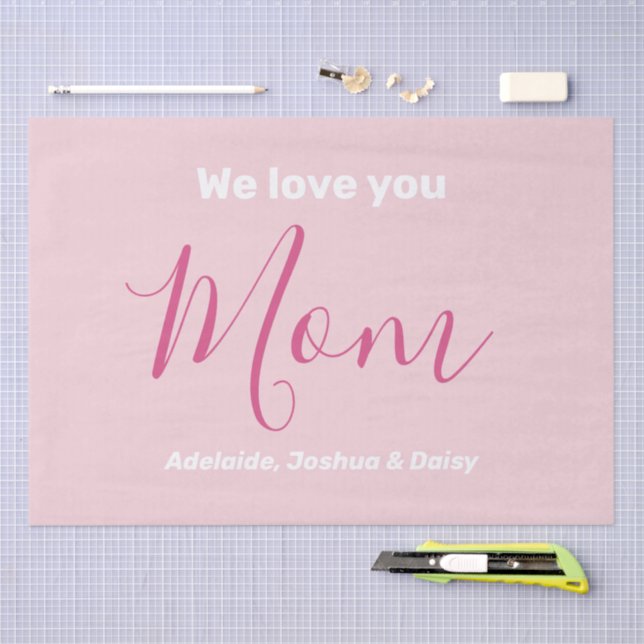 We Love You Mum Pink Minimalist  Tissue Paper (Craft)