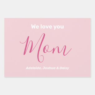 We Love You Mum Pink Minimalist  Wrapping Paper Sheet