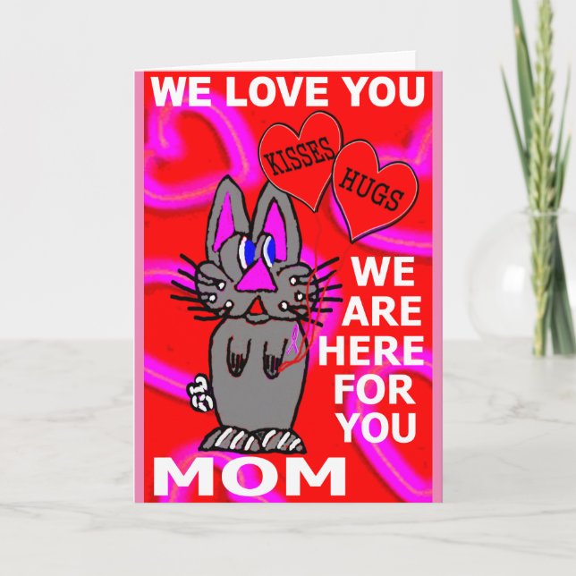 We Love You Mum Pink Ribbon Breast Cancer Card (Front)