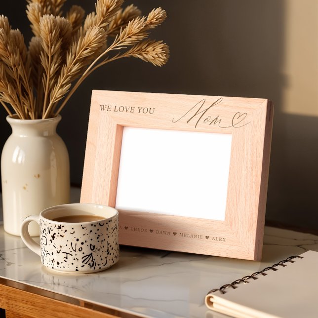 We Love You Mum Script Heart Kids Names Keepsake Etched Frames (We Love You Mom Script Heart Kids Names Keepsake Etched Frames)