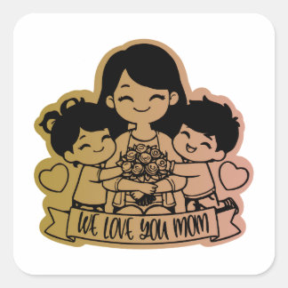 we love you mum square sticker