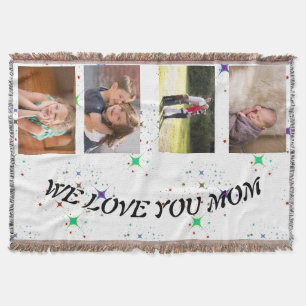 We Love You Mum Starlit Photo Banner Design Throw Blanket