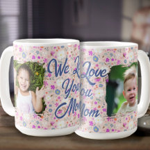 We Love You Mum Two Photo Pink Ditsy Flowers