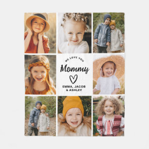 We Love You Mummy Family Modern Photo Collage Fleece Blanket