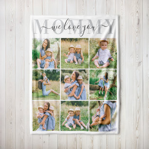 We Love You Mummy Grey Photo Collage Fleece Blanket