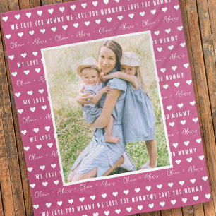 We Love You Mummy Kid's Names Photo Keepsake Fleece Blanket