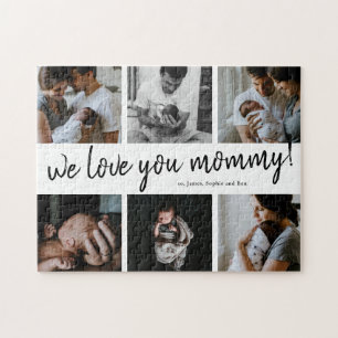 We Love You Mummy Modern 6 Photo Collage Mother's Jigsaw Puzzle