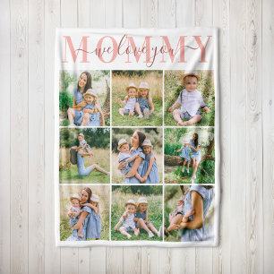 We Love You Mummy Pink Photo Collage Fleece Blanket