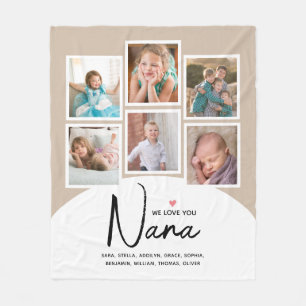 We Love You Nana 6 Photos Modern Tan Fleece Blanket