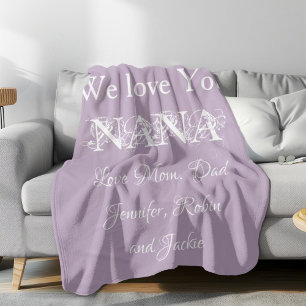 'We Love You Nana' Custom Names Gorgeous Mauve Fleece Blanket