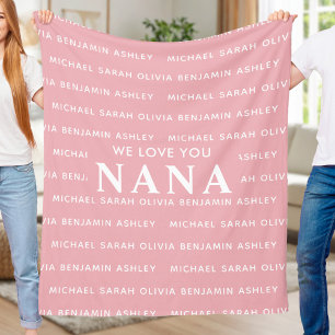 We Love You Nana Personalised Kids Names Fleece Blanket