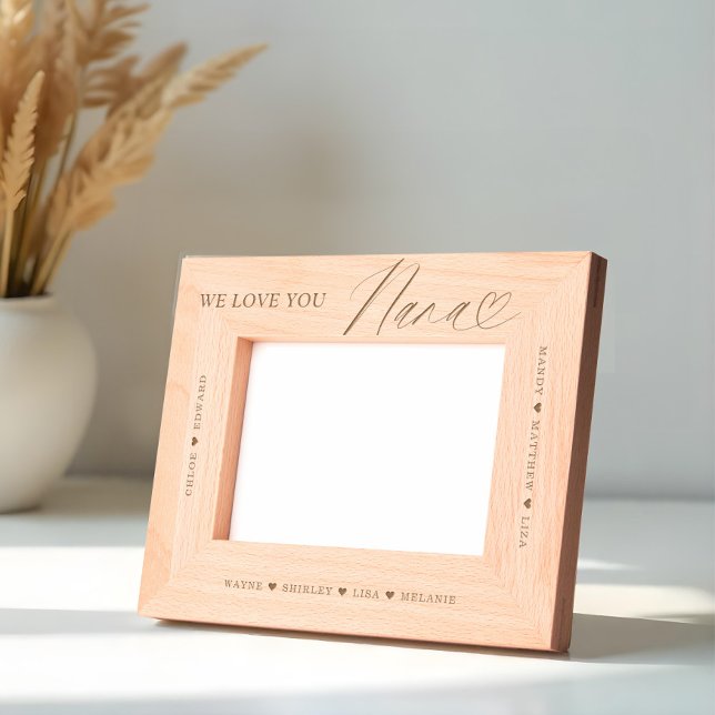 We Love You Nana Script Heart Grandkid Names Etched Frames (We Love You Nana Script Heart Grandkid Names Etched Frames)