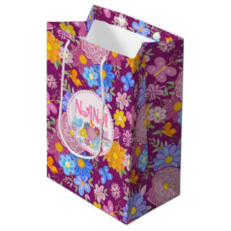 We Love You Nana wildflowers BOHO Personalised  Medium Gift Bag