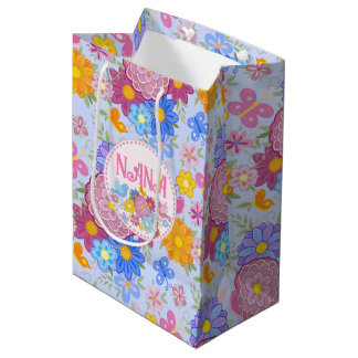We Love You Nana wildflowers BOHO Personalised  Medium Gift Bag