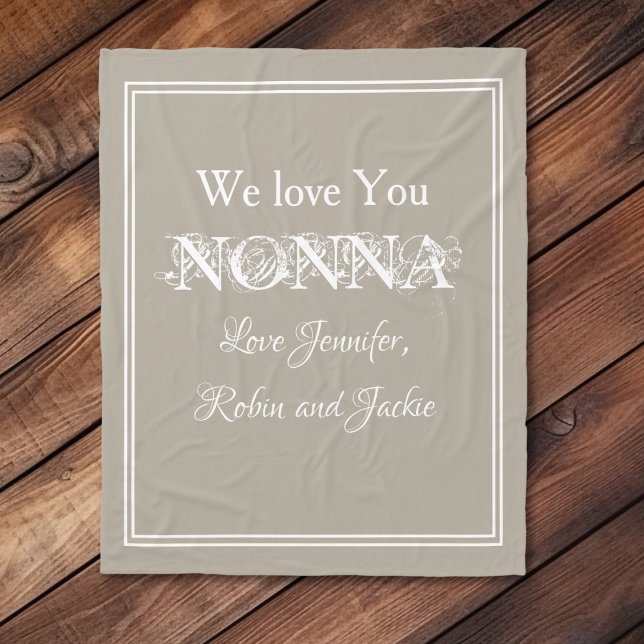 "We Love You NONNA" Personalised Beige Fleece Blanket ("We Love You NONNA" Personalized  Family Names Beige Fleece Blanket.)