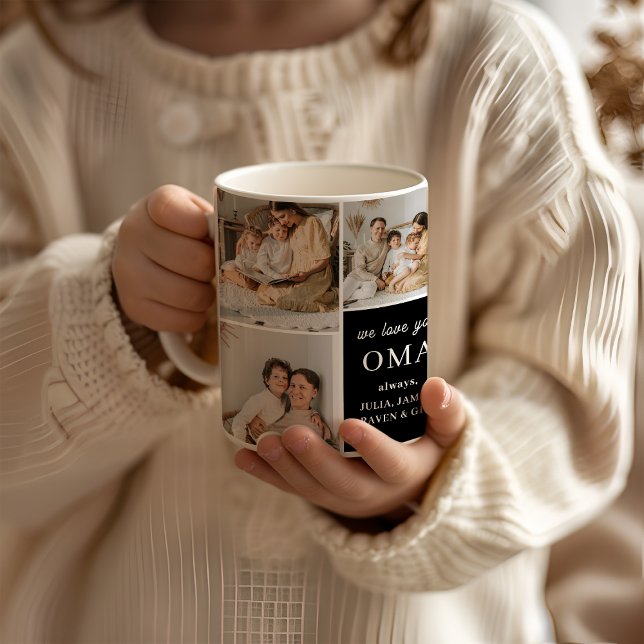 We Love You Oma Elegant Modern 9 Photo Coffee Mug (Creator Uploaded)
