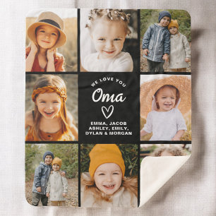 We Love You Oma Family Modern Photo Collage Sherpa Blanket