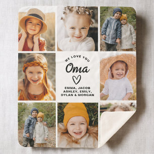 We Love You Oma Family Modern Photo Collage Sherpa Blanket