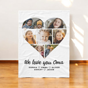We Love You Oma Heart Modern Photo Collage Fleece Blanket