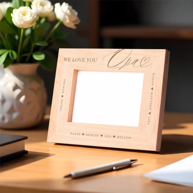 We Love You Opa Script Heart Grandkids Names Etched Frames (We Love You Opa Script Heart Grandkids Names Etched Frames)