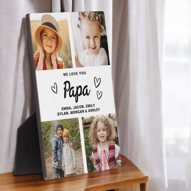 We Love You Papa Family Modern Photo Collage Plaque (Creator Uploaded)