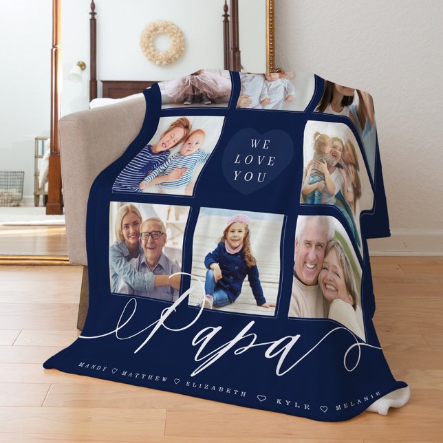We Love You Papa | Grandchildren & Family Photos Fleece Blanket (Creator Uploaded)
