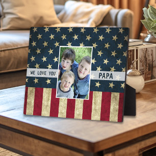 We Love You Papa Military American Flag Photo Plaque