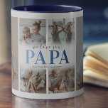 We Love You Papa Photo Collage Mug<br><div class="desc">Personalised coffee mug for special fathers featuring a 6 photo collage template of the children,  the words "we love you papa" in a trendy blue gradient font,  and the kids names.</div>