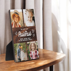 We Love You PawPaw Rustic Wood Photo Collage Plaque