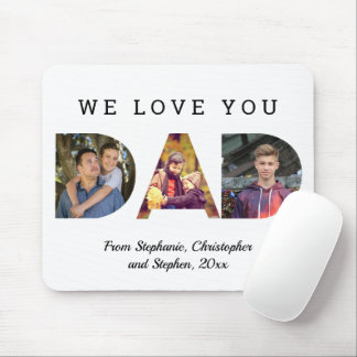We Love You Personalised 3-Photo DAD Father's Day Mouse Pad