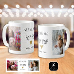 We Love You Pop Pop 2 Photo Collage Grandpa   Coffee Mug<br><div class="desc">Express how much you love your grandpa with affection.A photo mug with cute pictures will fill his heart with happiness.</div>