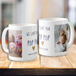 We Love You Pop Pop Grandpa 2 Photo Collage Coffee Mug