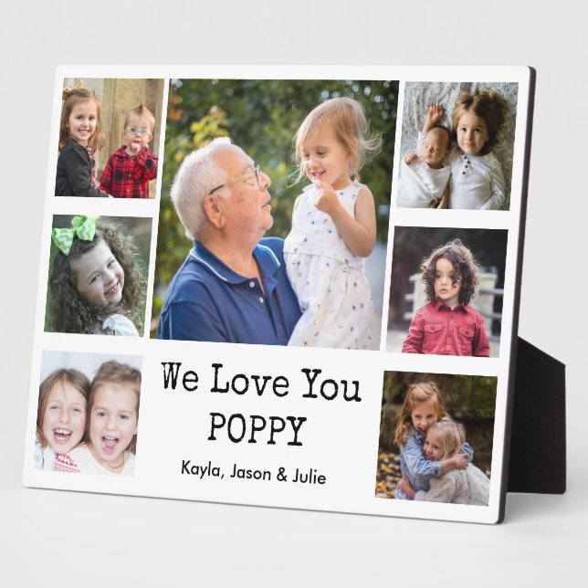 We Love You Poppy Grandkids 7 Photo Collage      Plaque (Side)