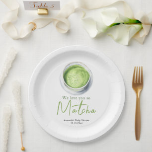 We love you so Matcha Baby Shower Paper Plate