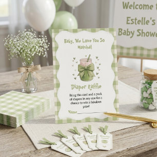 We Love You So Matcha Gingham Diaper Raffle Enclosure Card