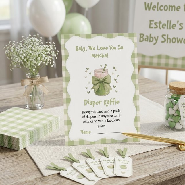 We Love You So Matcha Gingham Diaper Raffle  Enclosure Card (Creator Uploaded)