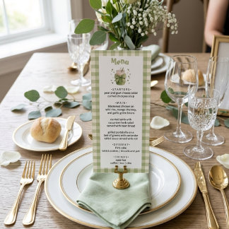 We Love You So Matcha Green Gingham Hearts Menu